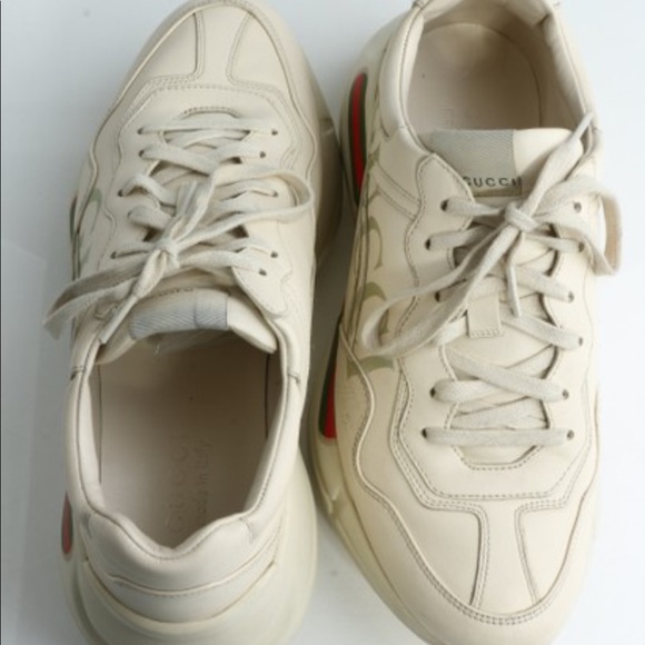 Gucci Rhyton Logo Leather Sneakers men 7 EUC - Picture 5 of 12